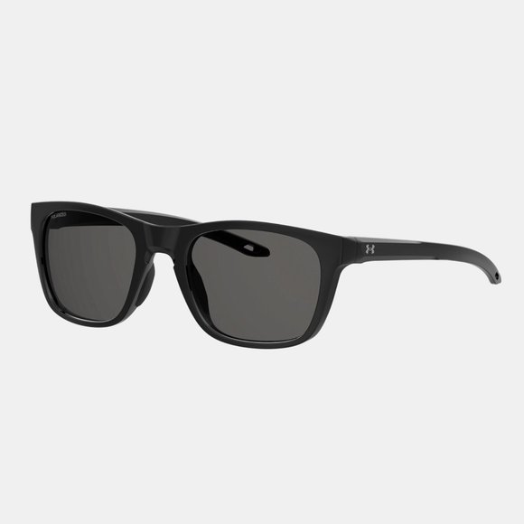 UNDER ARMOUR Sunglasses RAID Shiny Black Frame Gray POLARIZED Lens NEW - Picture 1 of 7